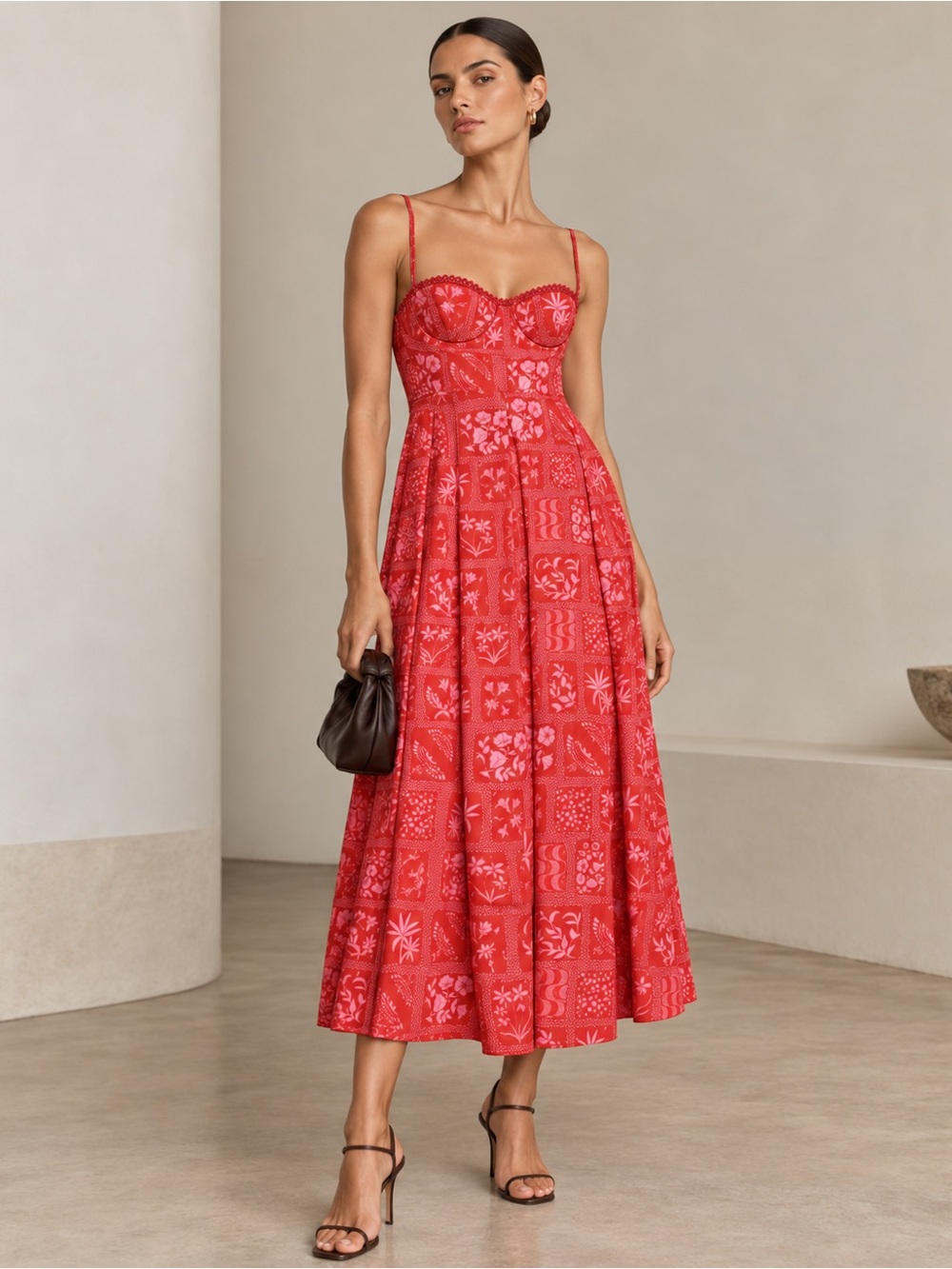 AGUA BY AGUA BENDITA Mambo Sweetheart Maxi Floral Dress Size L *NWT